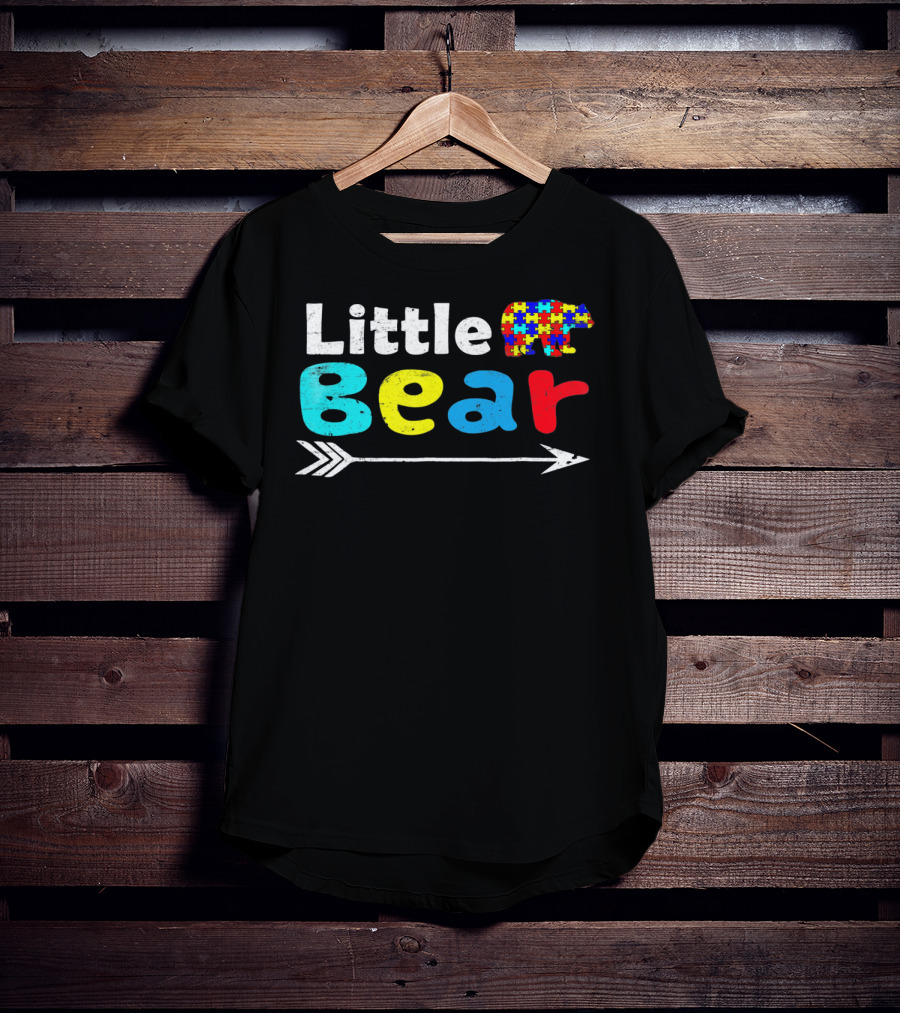 Little Bear Autism Awareness Puzzle Pattern Arrow T-Shirt