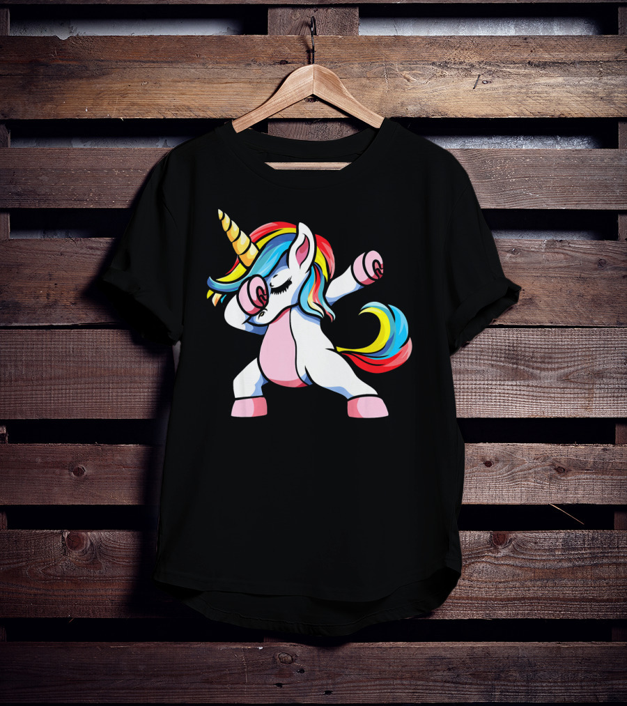Autism Awareness Dabbing Unicorn Rainbow Mane T-Shirt