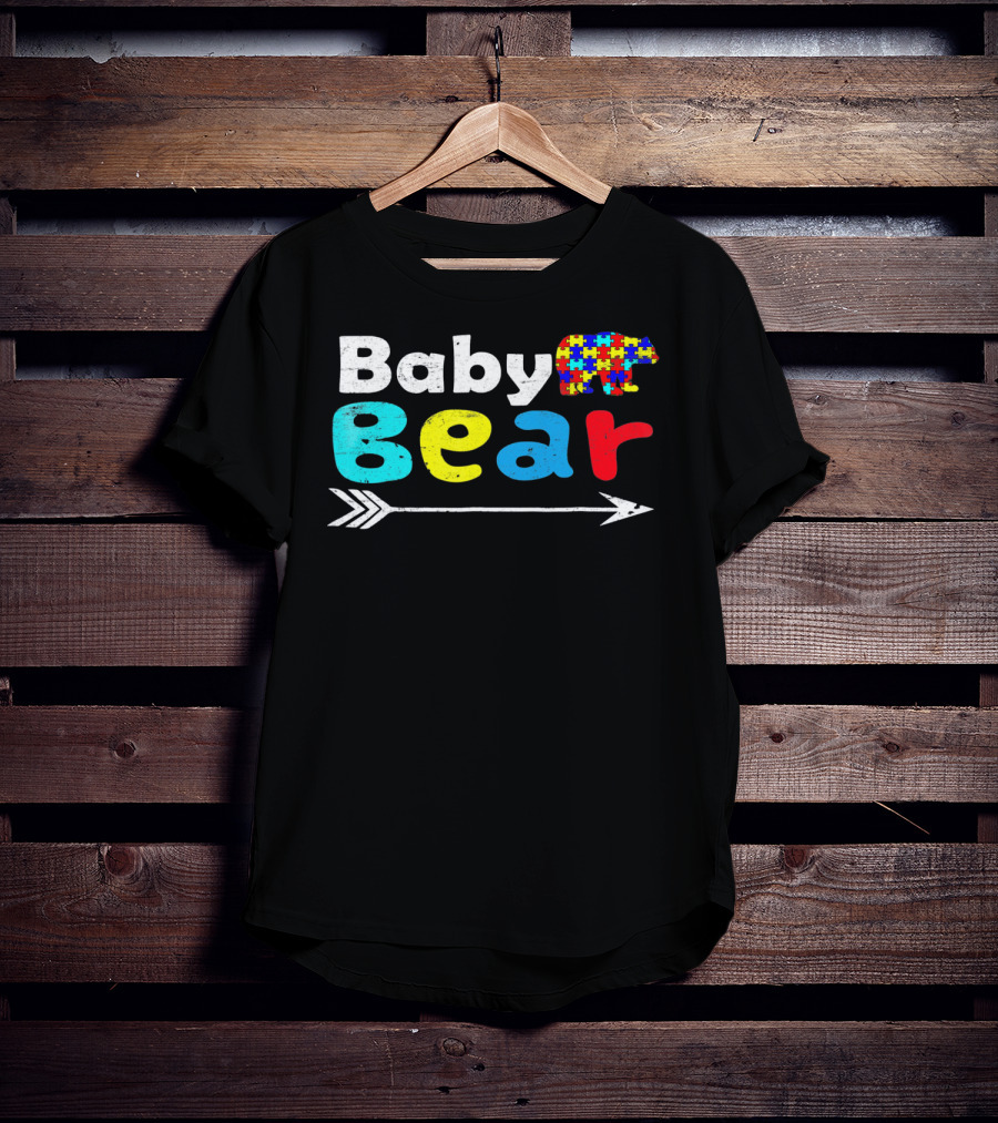 Baby Bear Autism Awareness Puzzle Pattern With Arrow T-Shirt