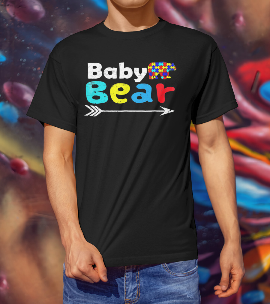 Baby Bear Autism Awareness Puzzle Pattern With Arrow T-Shirt