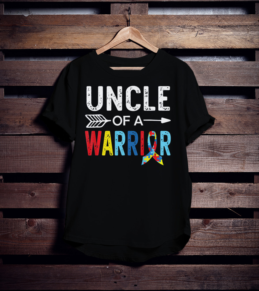 Uncle Of A Warrior Puzzle Ribbon Autism Awareness T-Shirt