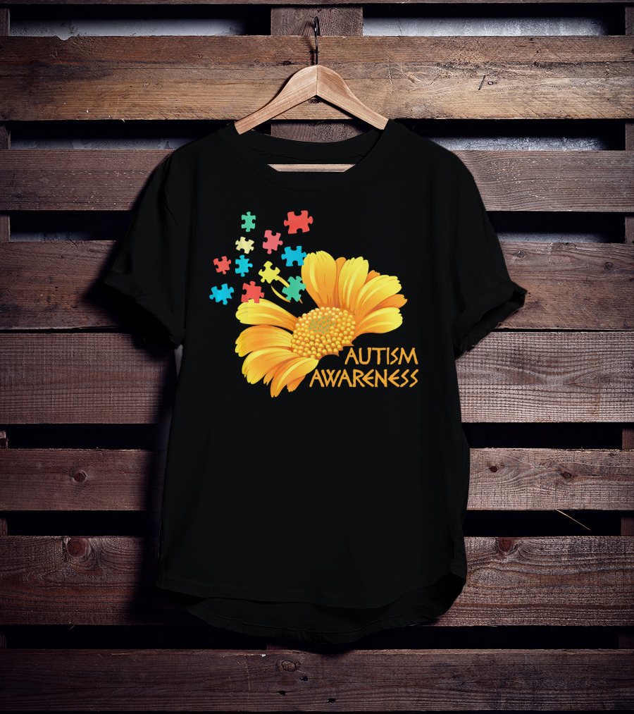 Sunflower Autism Awareness Puzzle Pieces T-Shirt