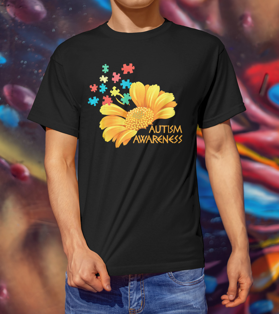 Sunflower Autism Awareness Puzzle Pieces T-Shirt