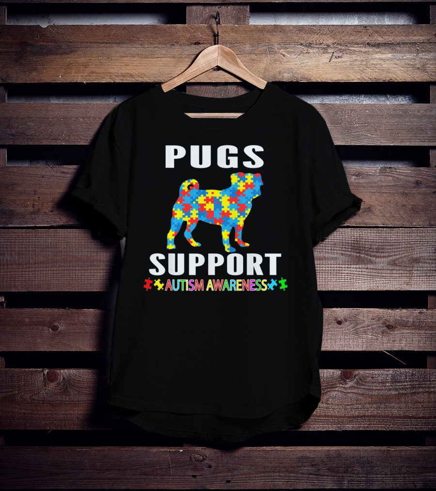 Pugs Support Autism Awareness Puzzle T-Shirt