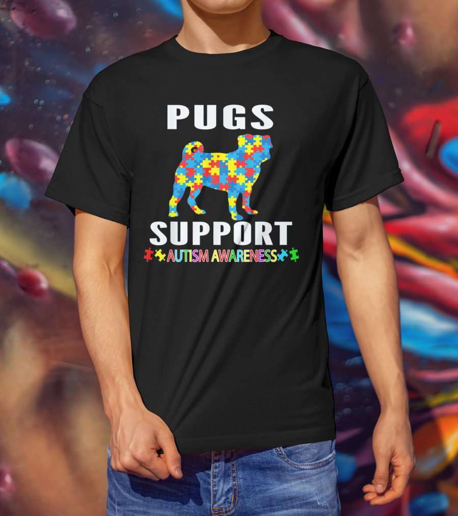Pugs Support Autism Awareness Puzzle T-Shirt