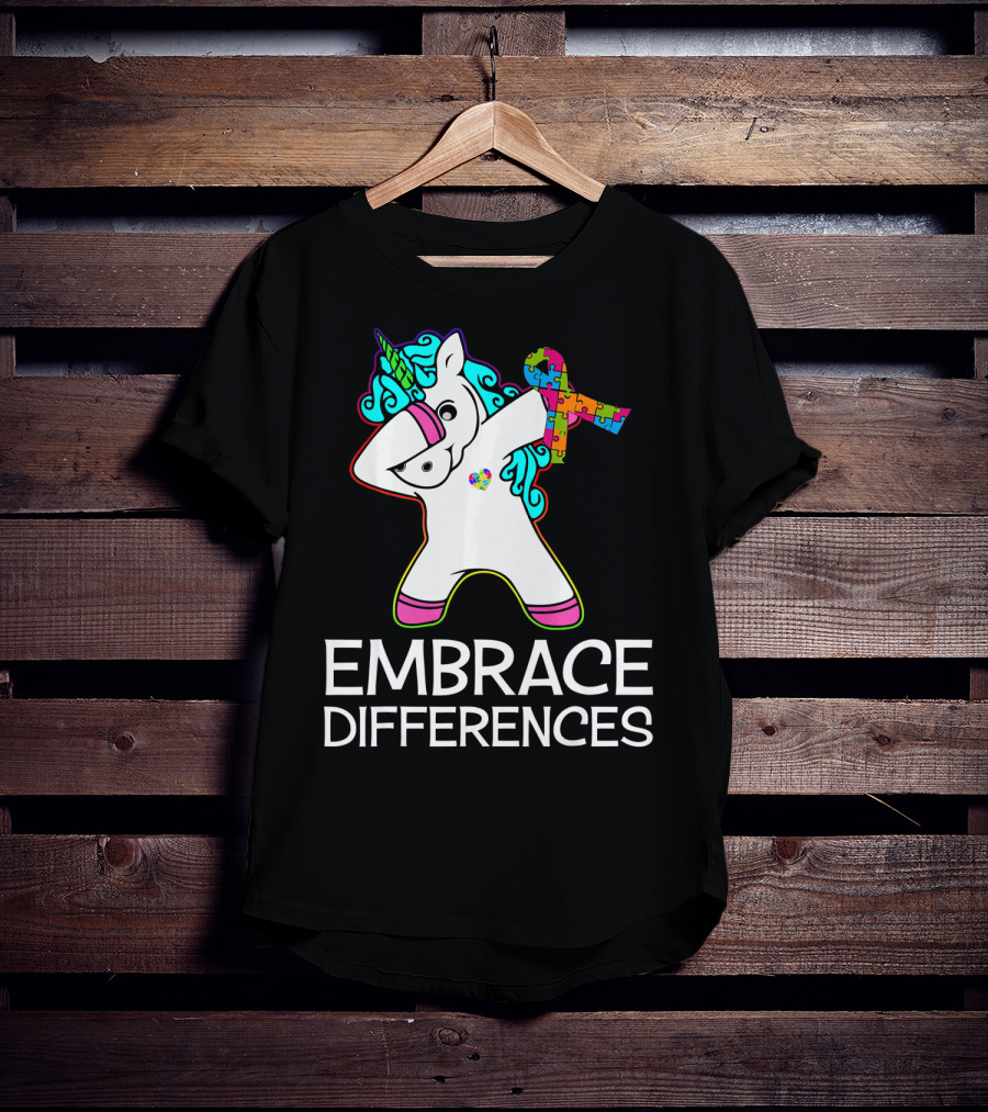 Embrace Differences Unicorn Autism Awareness Puzzle T-Shirt
