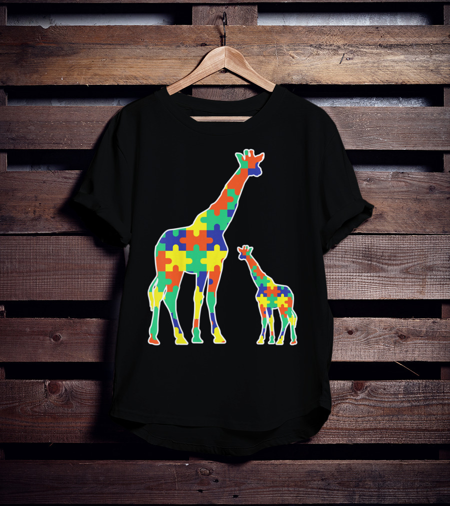 Kids Cute Autism Awareness Giraffes Puzzle T-Shirt