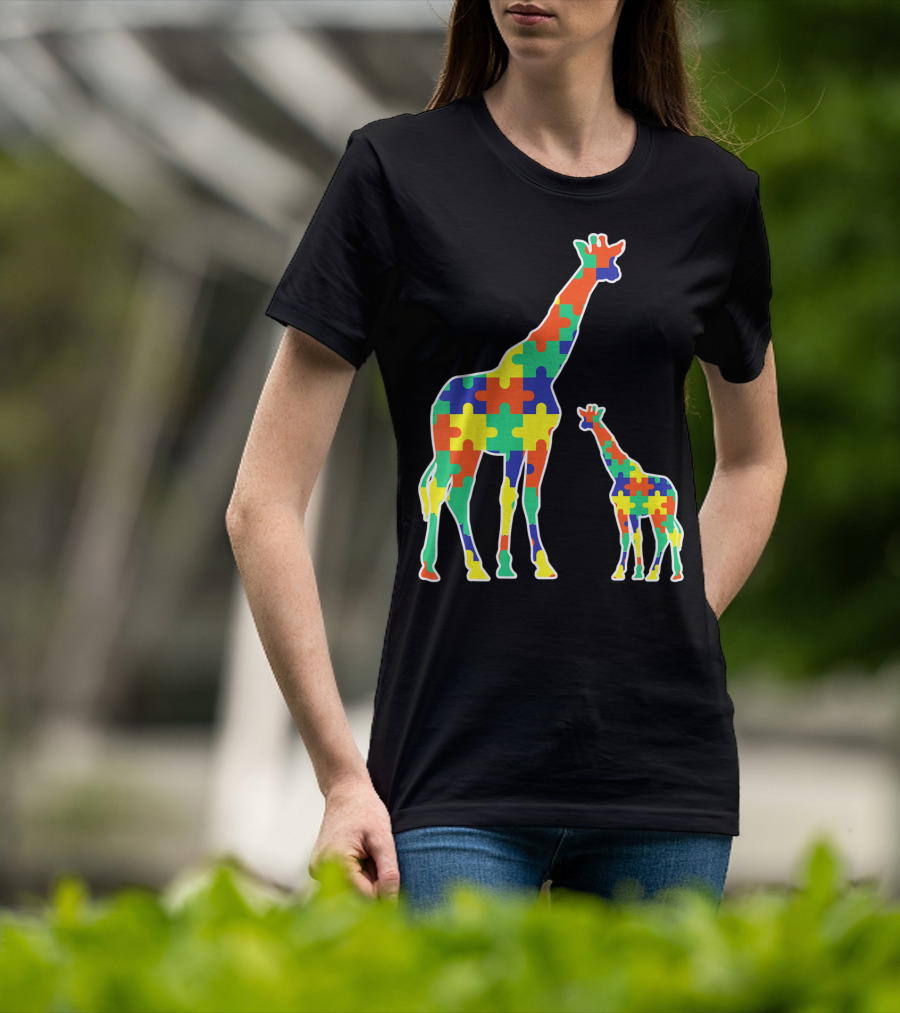 Kids Cute Autism Awareness Giraffes Puzzle T-Shirt
