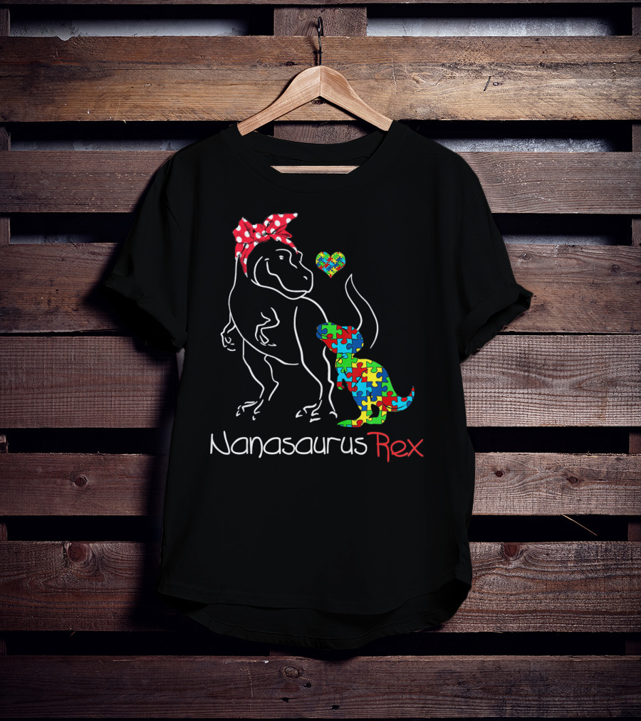 Nanasaurus Rex Dinosaur Autism Puzzle Heart T-Shirt