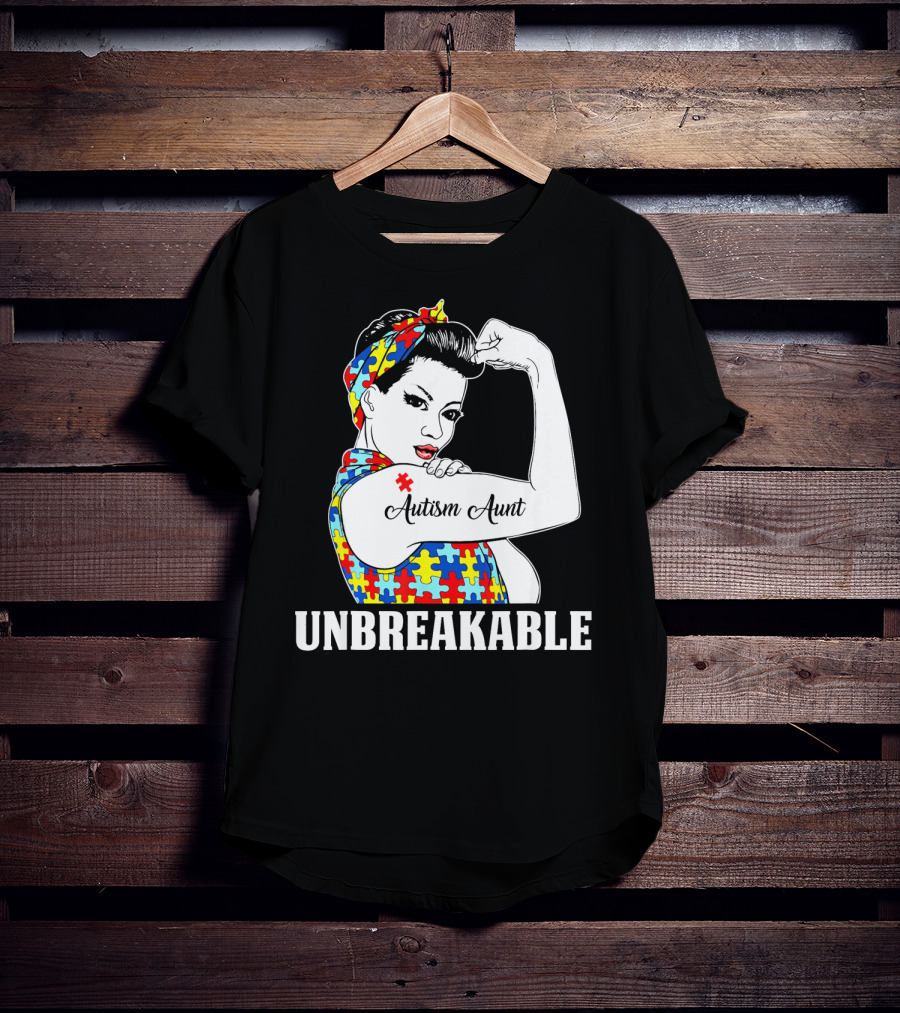 Unbreakable Autism Aunt Awareness Aun T-Shirt