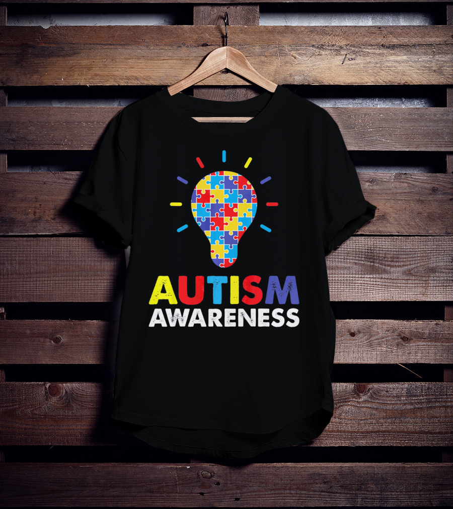 Autism Awareness Puzzle Light Bulb T-Shirt