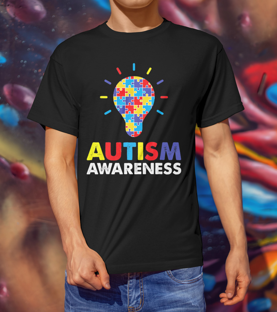 Autism Awareness Puzzle Light Bulb T-Shirt