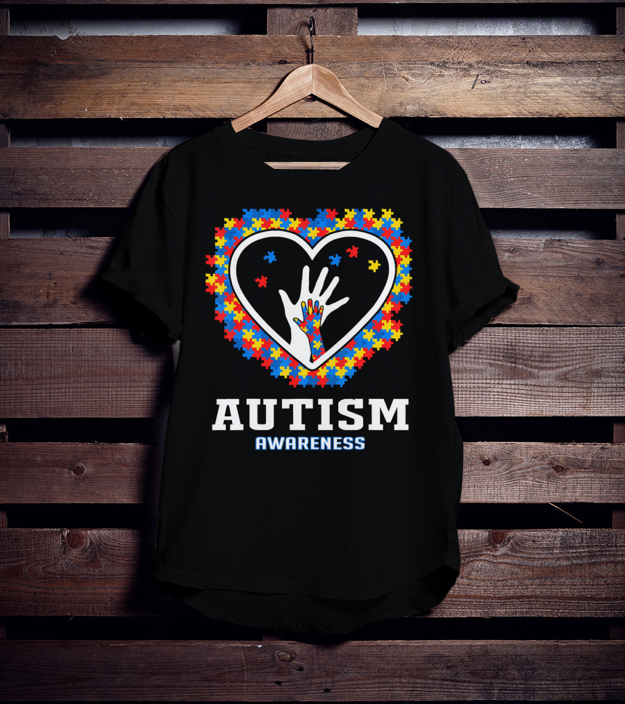 Autism Awareness Heart Puzzle Hands T-Shirt