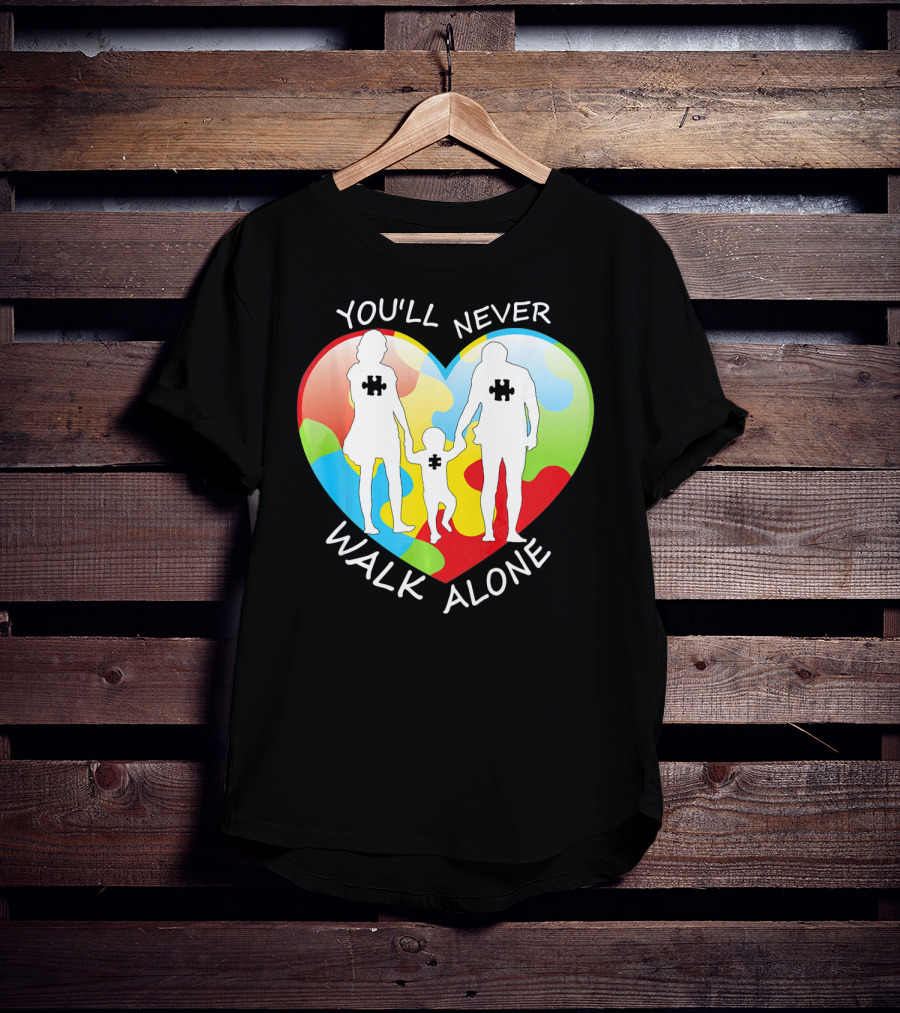 You'll Never Walk Alone Puzzle Family Heart T-Shirt