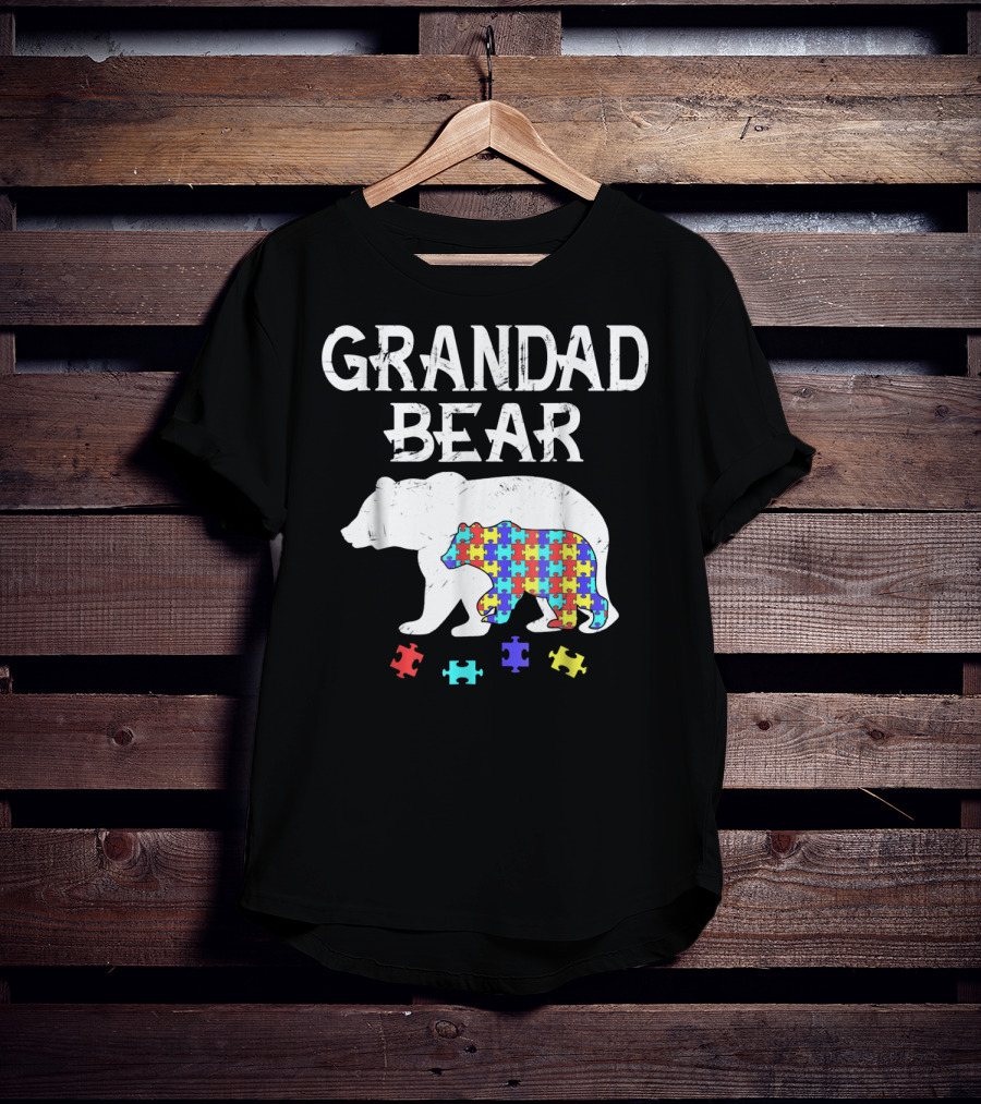 Grandad Bear Autism Awareness Puzzle Bear T-Shirt