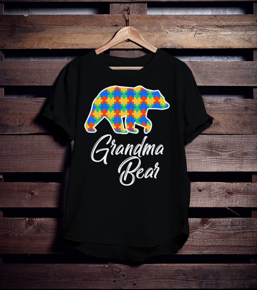 Grandma Bear Autism Puzzle Awareness T-Shirt
