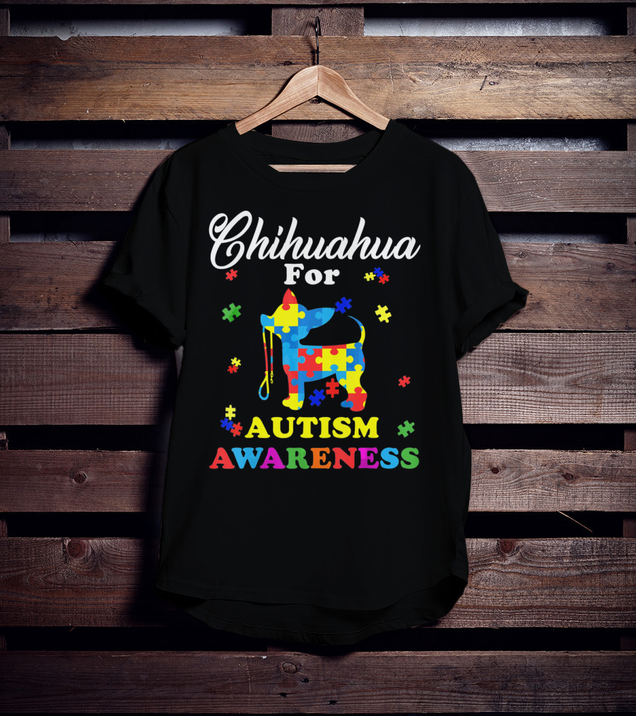 Chihuahua For Autism Awareness Puzzle Pattern Dog T-Shirt