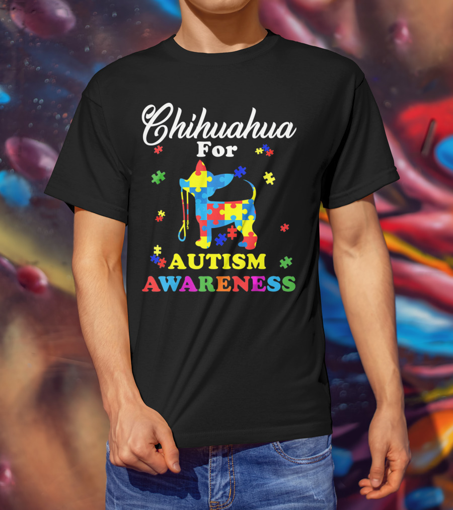 Chihuahua For Autism Awareness Puzzle Pattern Dog T-Shirt