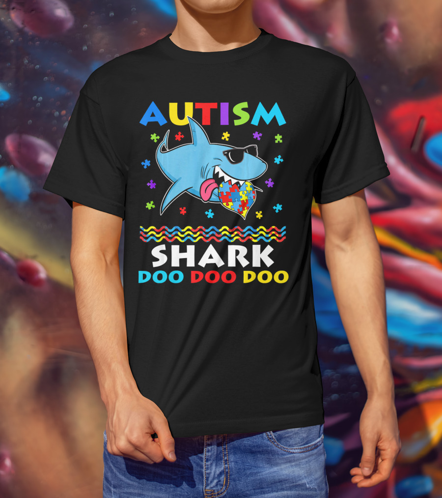 Autism Shark Doo Doo Doo Funny Awareness Day T-Shirt
