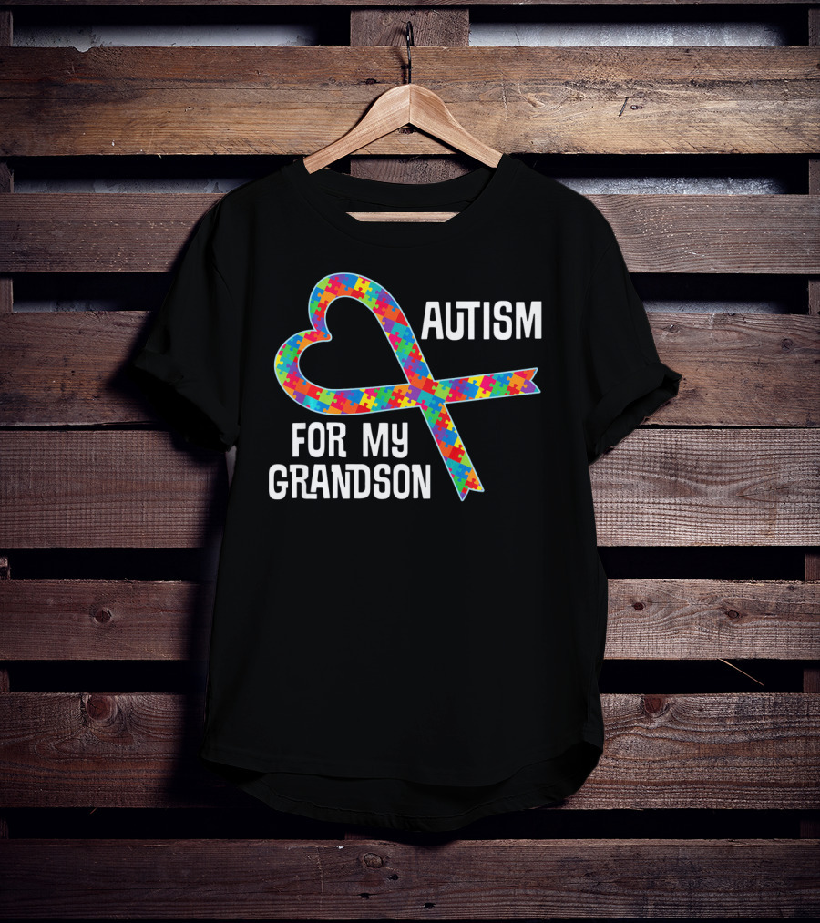 Autism Awareness Heart Puzzle Ribbon For My Grandson T-Shirt