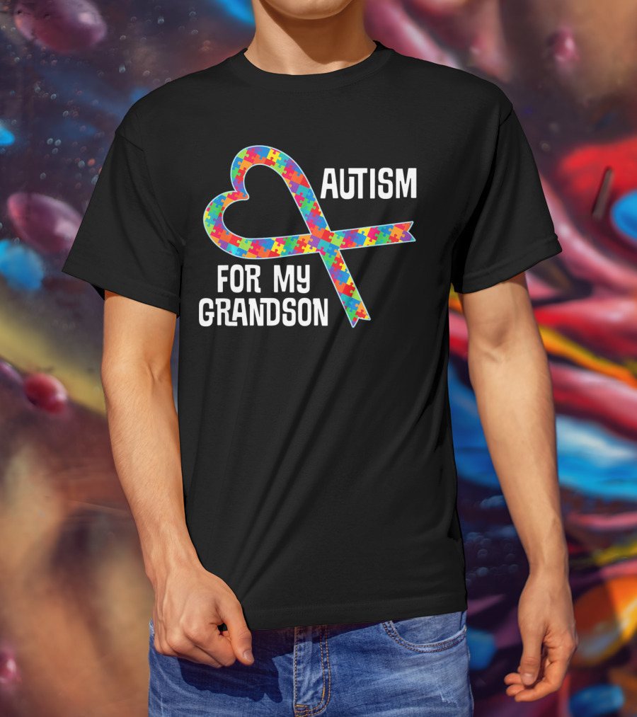 Autism Awareness Heart Puzzle Ribbon For My Grandson T-Shirt
