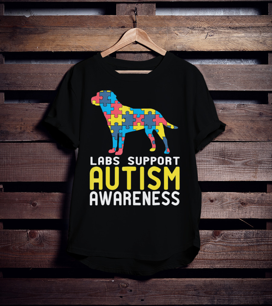 Labs Support Autism Awareness Puzzle Labrador T-Shirt