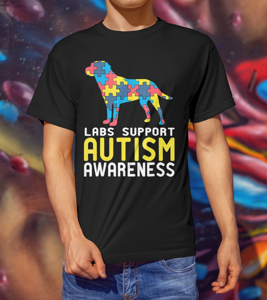 Labs Support Autism Awareness Puzzle Labrador T-Shirt