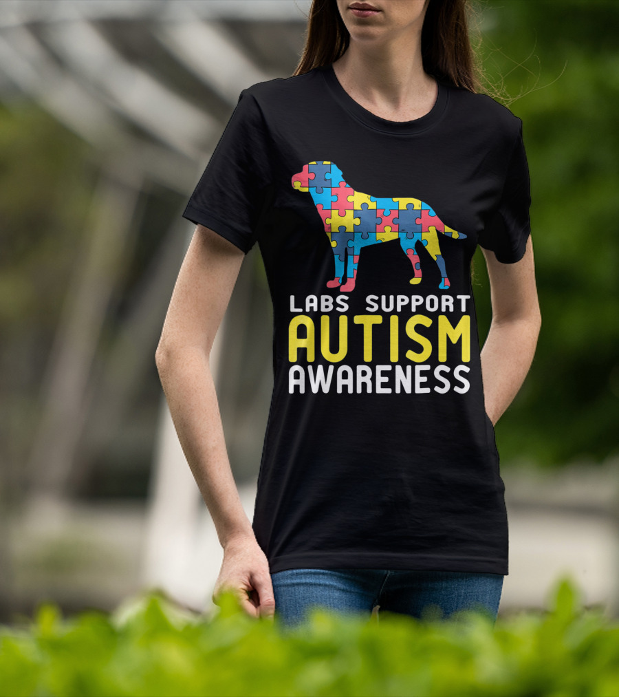 Labs Support Autism Awareness Puzzle Labrador T-Shirt