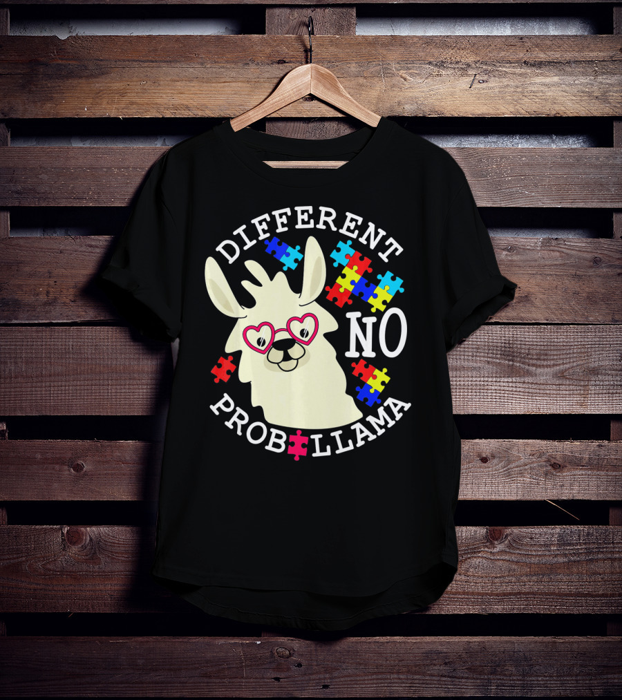 Different No Probllama Autism Awareness T-Shirt