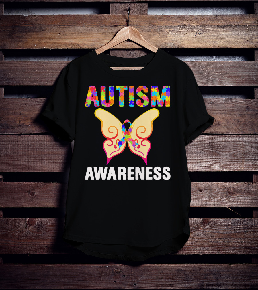 AUTISM AWARENESS Puzzle Piece Butterfly T-Shirt