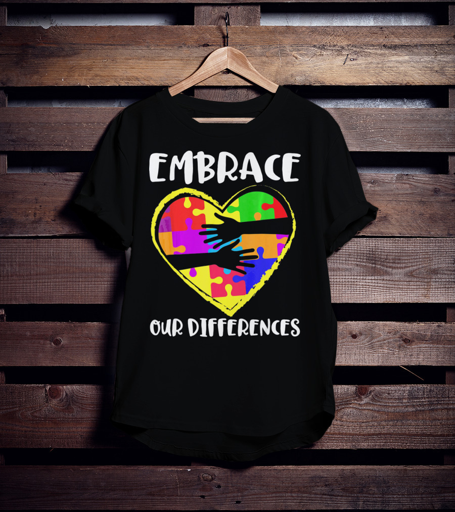 Embrace Our Differences Autism Awareness Heart Puzzle T-Shirt