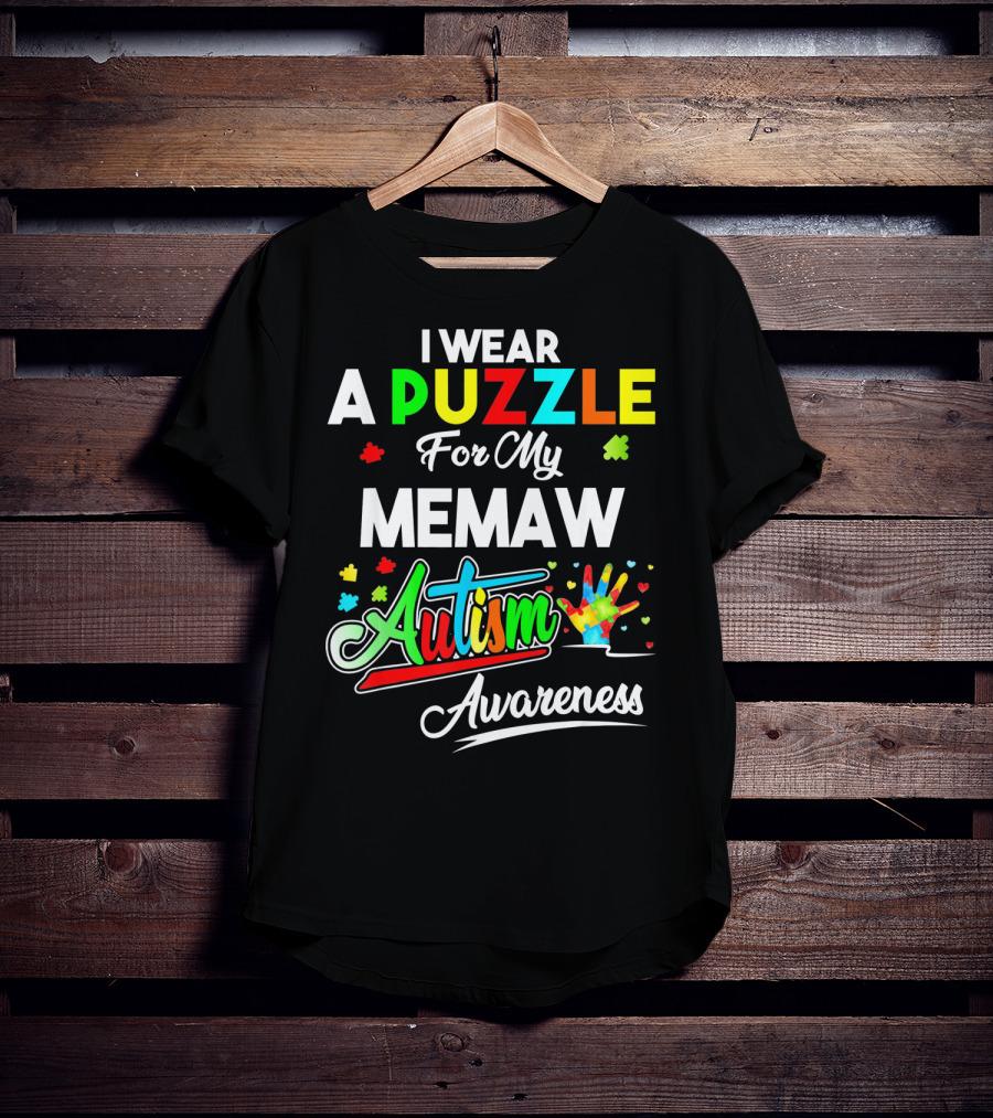 I Wear A Puzzle For My Memaw Autism Awareness T-Shirt