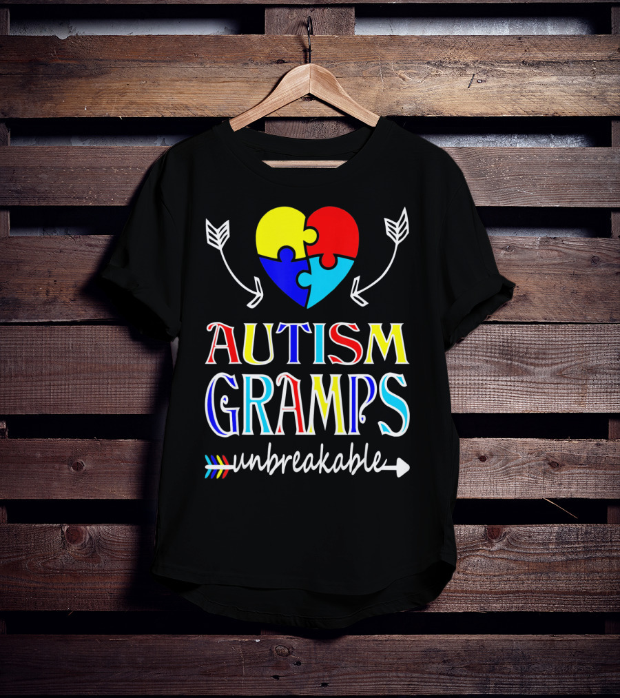 Autism Gramps Unbreakable Heart Puzzle Arrows Awareness T-Shirt