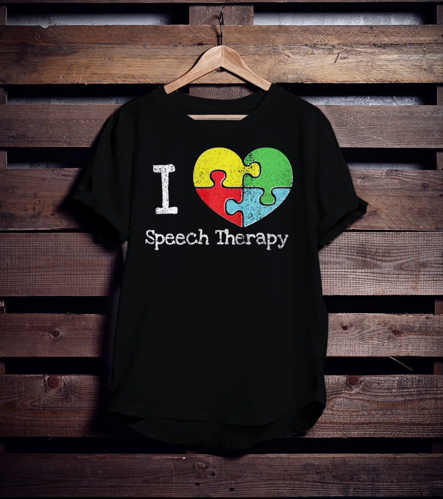 I Heart Speech Therapy Puzzle Autism Awareness T-Shirt