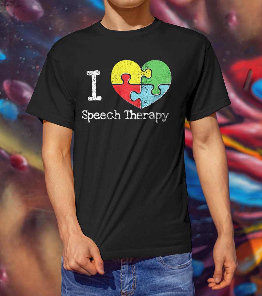 I Heart Speech Therapy Puzzle Autism Awareness T-Shirt