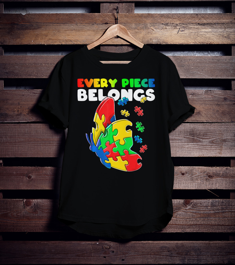 Every Piece Belongs Autism Awareness Butterfly Puzzle Pieces T-Shirt