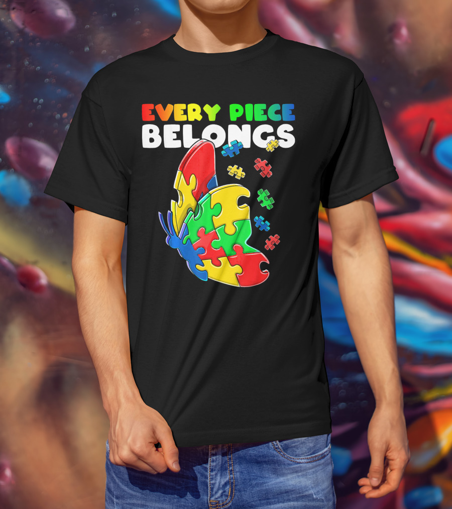Every Piece Belongs Autism Awareness Butterfly Puzzle Pieces T-Shirt