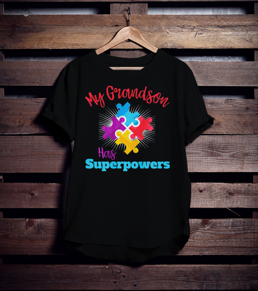 My Grandson Has Autism Superpowers Puzzle T-Shirt