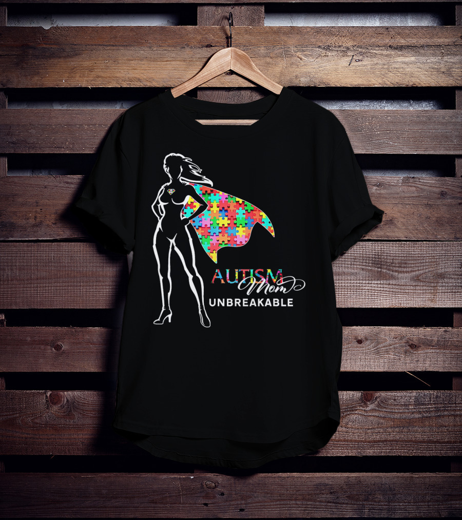 Superhero Autism Mom Unbreakable Puzzle Cape T-Shirt