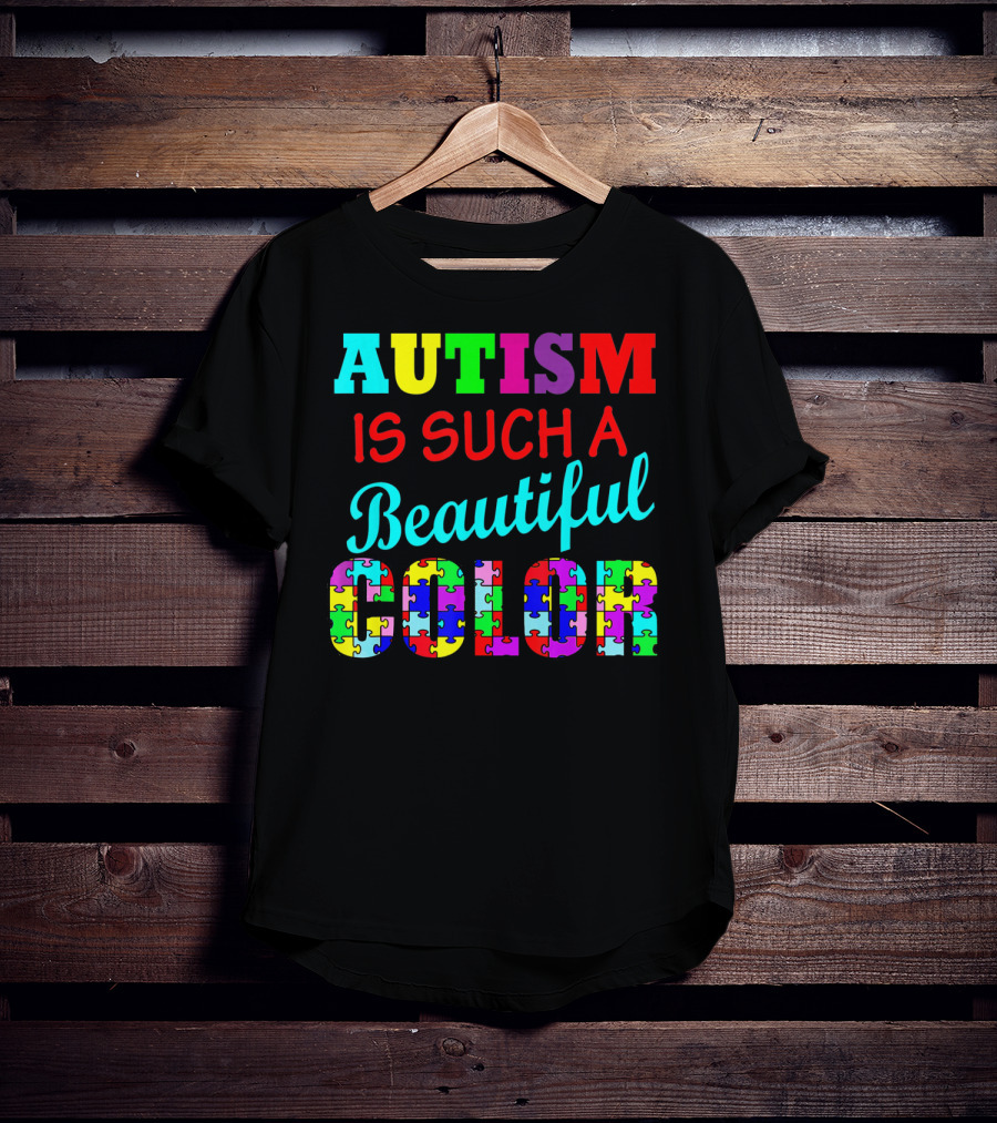 Autism Is Such A Beautiful Color Puzzle Piece Letters T-Shirt