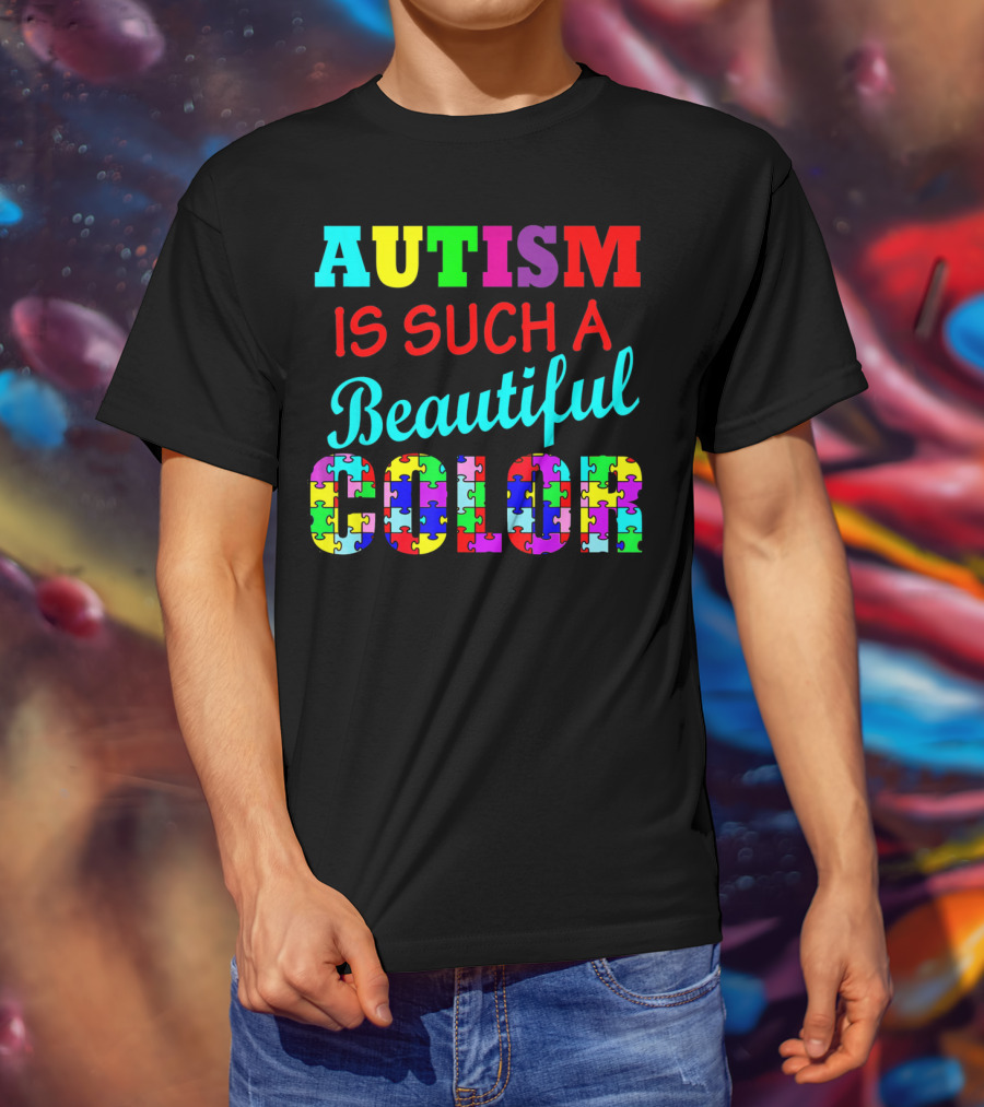 Autism Is Such A Beautiful Color Puzzle Piece Letters T-Shirt