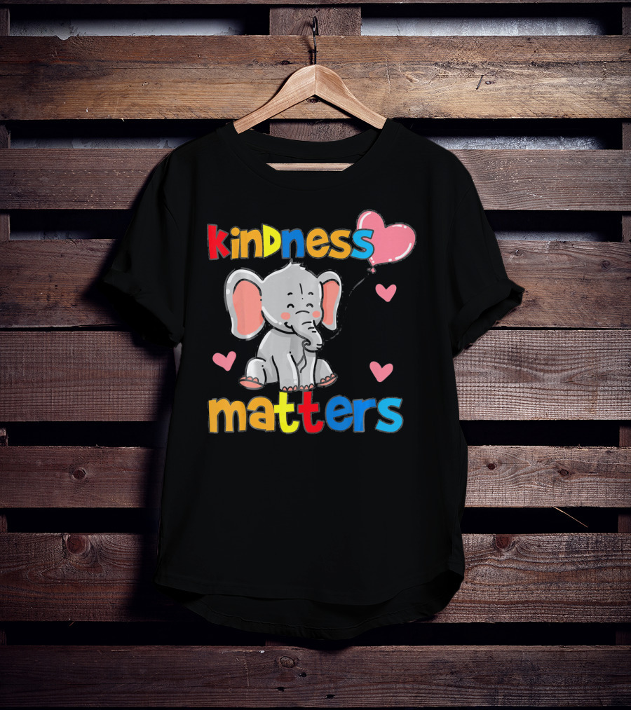 Kindness Matters Autism Awareness Elephant With Hearts T-Shirt