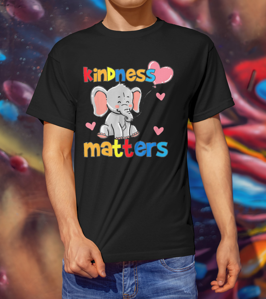 Kindness Matters Autism Awareness Elephant With Hearts T-Shirt