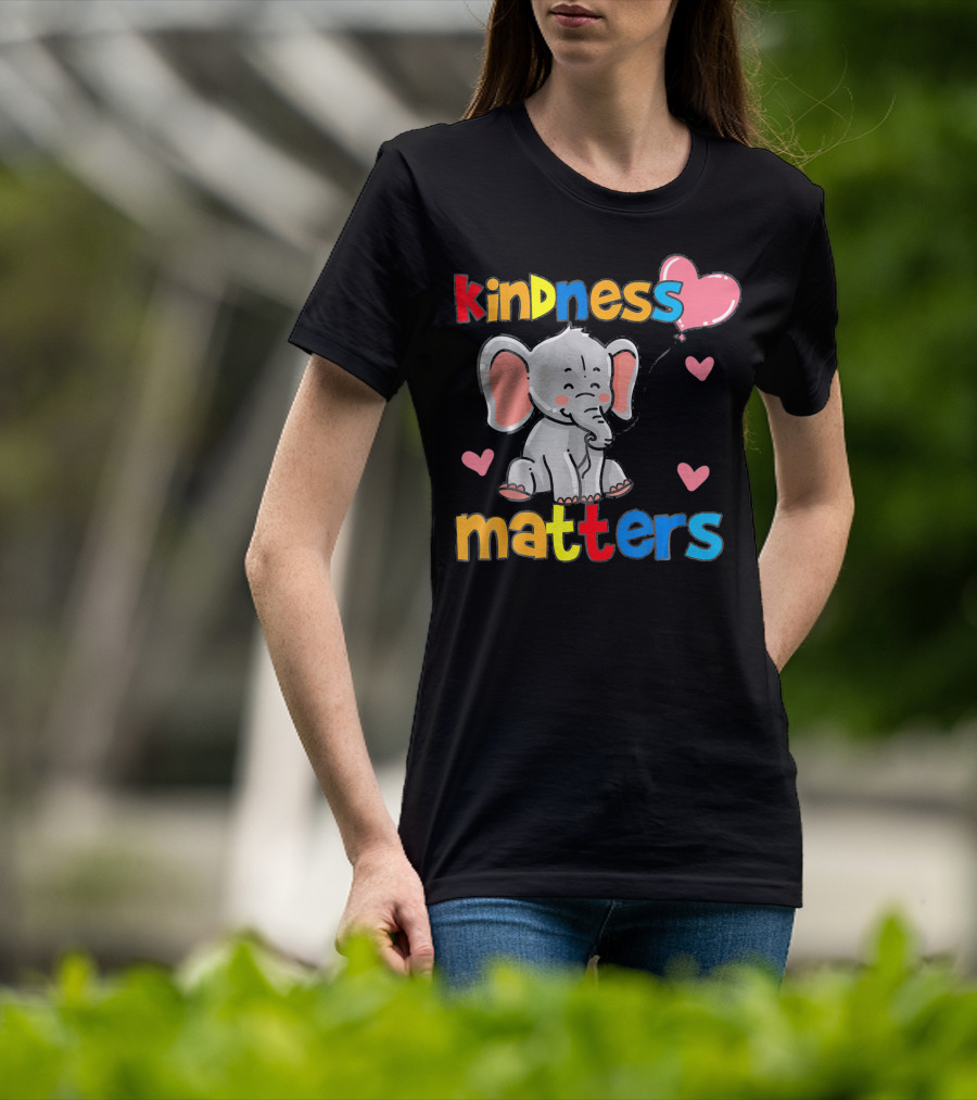 Kindness Matters Autism Awareness Elephant With Hearts T-Shirt