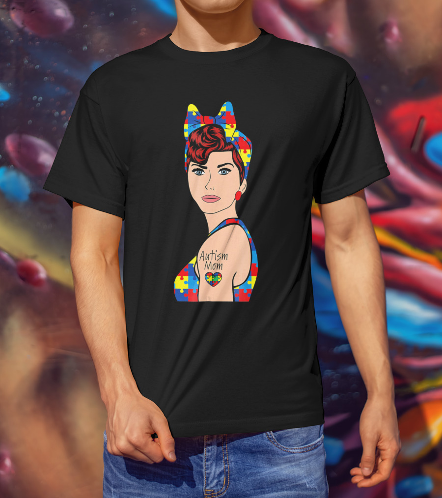 Autism Mom Autism Awareness Puzzle Heart Strong T-Shirt