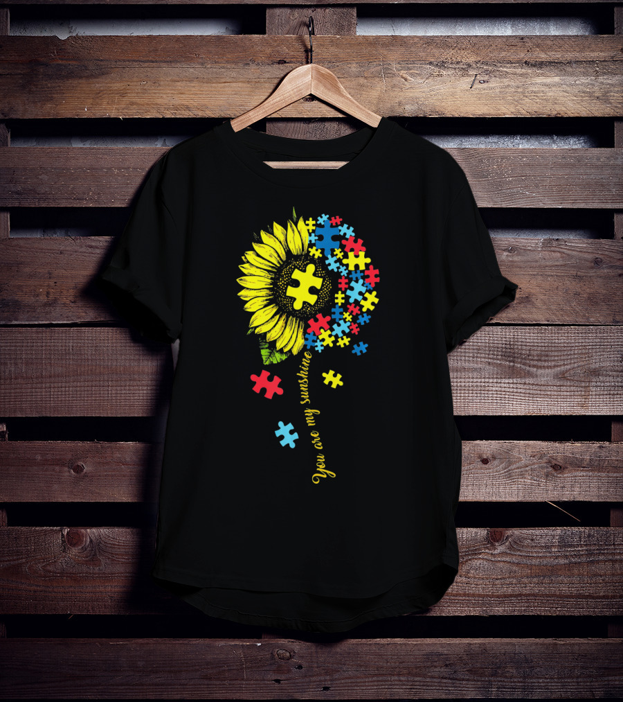 You Are My Sunshine Autism Sunflower Puzzle Pieces T-Shirt