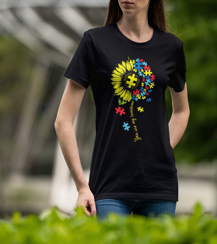 You Are My Sunshine Autism Sunflower Puzzle Pieces T-Shirt