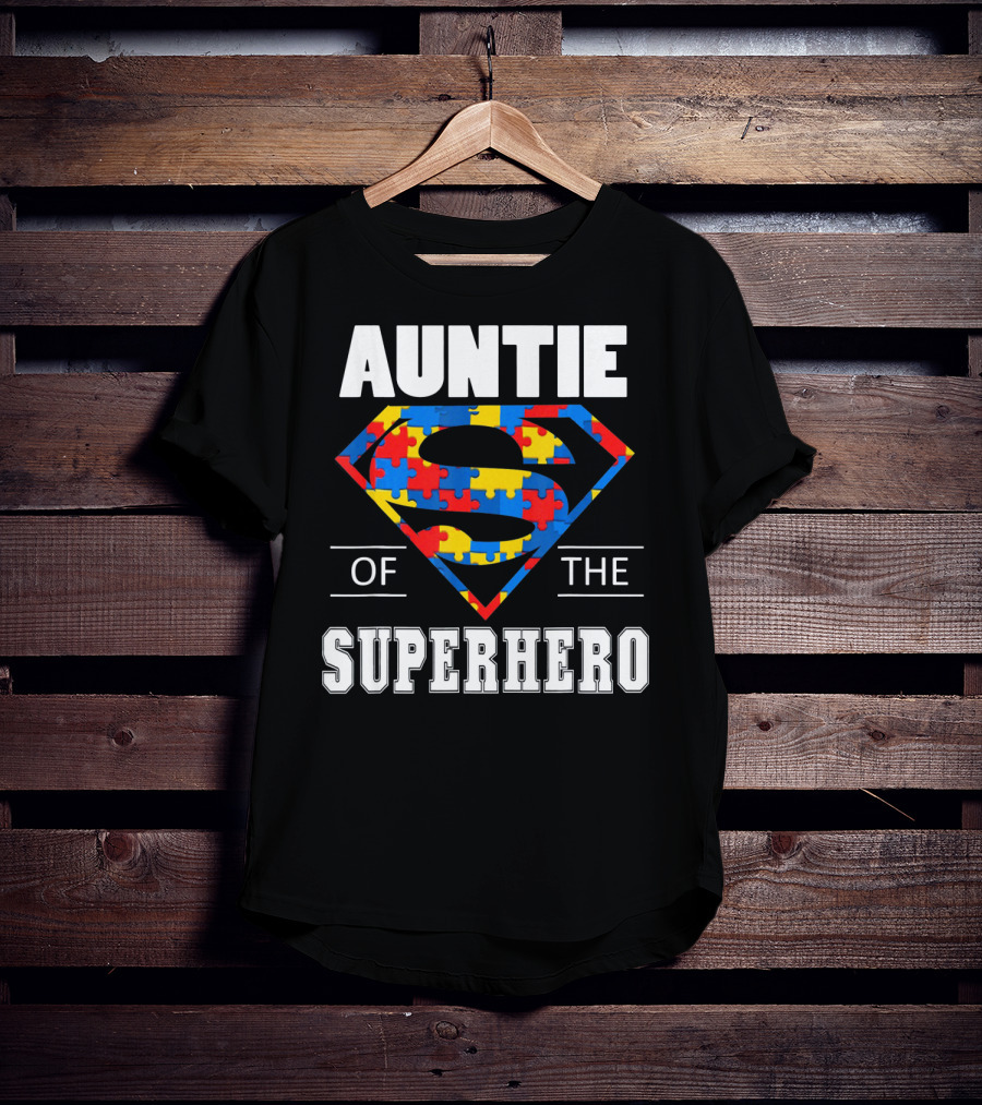 Auntie Of The Superhero Autism Awareness Day Puzzle T-Shirt