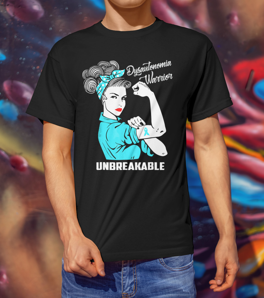 Dysautonomia Warrior Unbreakable Retro Rosie The Riveter T-Shirt