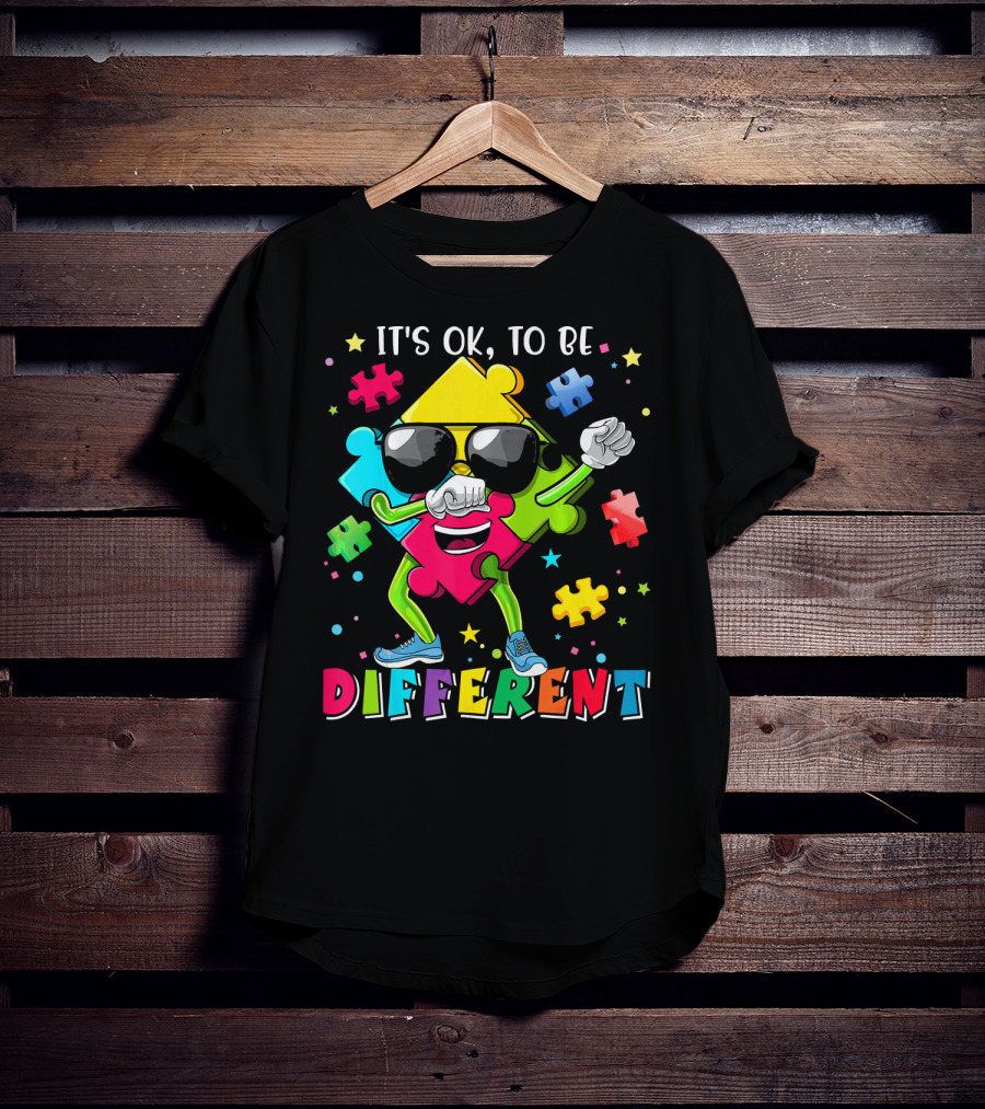 It's OK To Be Different Puzzle Piece Autism Awareness T-Shirt